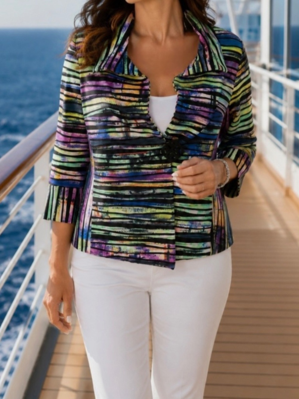 Joseph Ribkoff Multicolour Striped Jacket - Picture 11 of 11